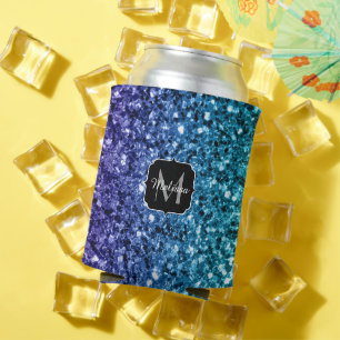 Porta-lata Azul-aqua Brilho brilha Monograma