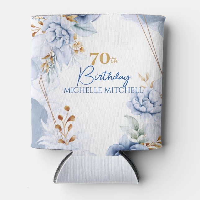 Porta-lata Azul Azul de 70 Personalizado Dourado (Frente)