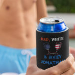 Porta-lata Azul branco vermelho Bebendo 4 de julho<br><div class="desc">Este design pode ser personalizado na área fornecida pela alteração da foto e/ou do texto. Ou pode ser personalizado clicando em Personalizar este Modelo e, em seguida, escolhendo o clique para personalizar mais a opção e excluir ou alterar a cor do plano de fundo, adicionar texto, alterar a cor ou...</div>