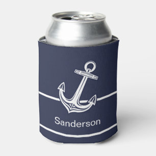Porta-lata Azul Marinho do Oceano Âncora Náutica Personaliz