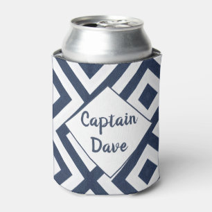 Porta-lata Azul Marinho Náutico Barco Divertido Capitão Perso