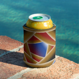 Porta-lata Azul Negro Vermelho Dourado Abyss Abstrato Art