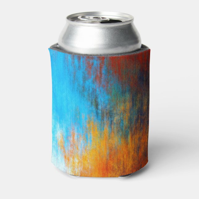 Porta-lata azul-turquesa, laranja e vermelho abstrato (Can Back)