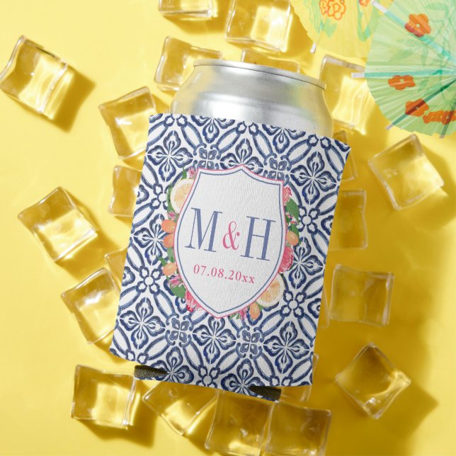 Porta-lata Azulejo azul  Citrus Bright Flowers Chá de panela (Verão in situ)