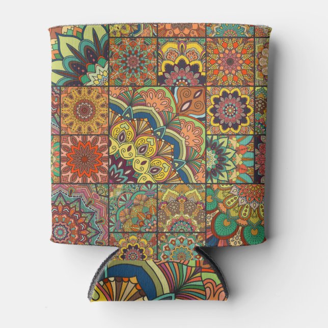 Porta-lata Azulejos de Boho: padrão transparente colorido (Frente)