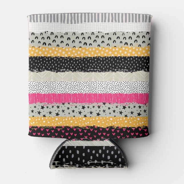 Porta-lata Azulejos de patch: Design sem costura versátil. (Frente)