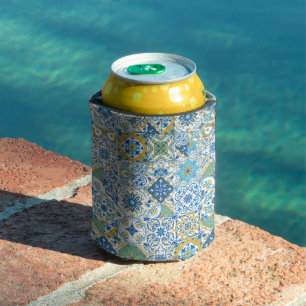 Porta-lata Azulejos em azul e amarelo