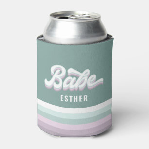 Porta-lata Babe bachelorette de casamento funky retro pastel