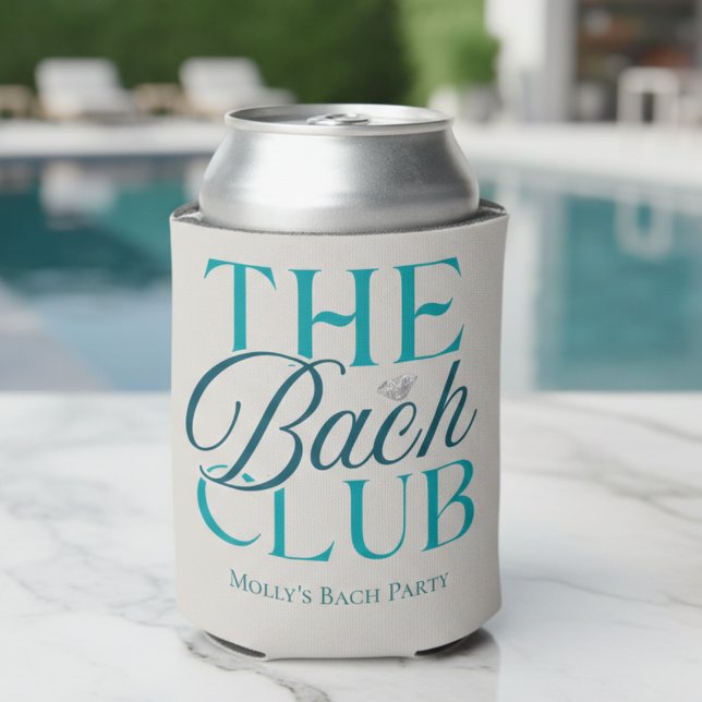Porta-lata Bach Club Modern Simple Blue Festa de solteira (Bach Club Modern Simple Blue Bachelorette Party Can Cooler)