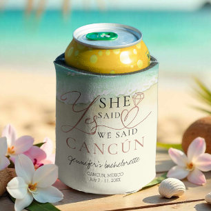 Porta-lata Bachelorette Can Cooler Watercolor Cancun Beach