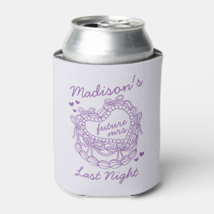 Porta-lata Bachelorette de Bolo Retro Cardíaco com Arco Roxo