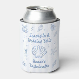 Porta-lata Bachelorette Dusty Blue Seashells