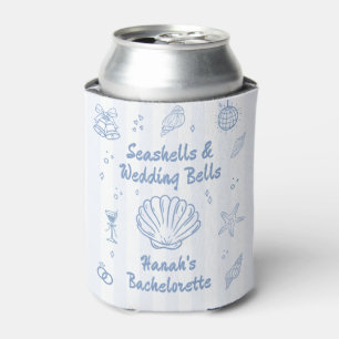 Porta-lata Bachelorette Dusty Blue Seashells