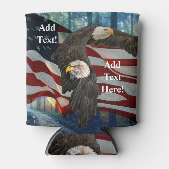Porta-lata Bald Eagle American Flag (Frente)