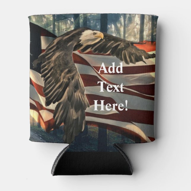 Porta-lata Bald Eagle American Flag Cooler (Frente)