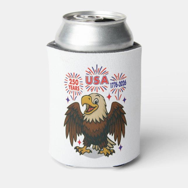 Porta-lata Bald Eagle com Fireworks - EUA 250 Anos 1776-2026 (Can Back)