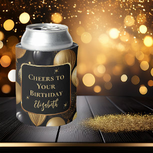 Porta-lata Balões de Aniversário Dourados Elegantes