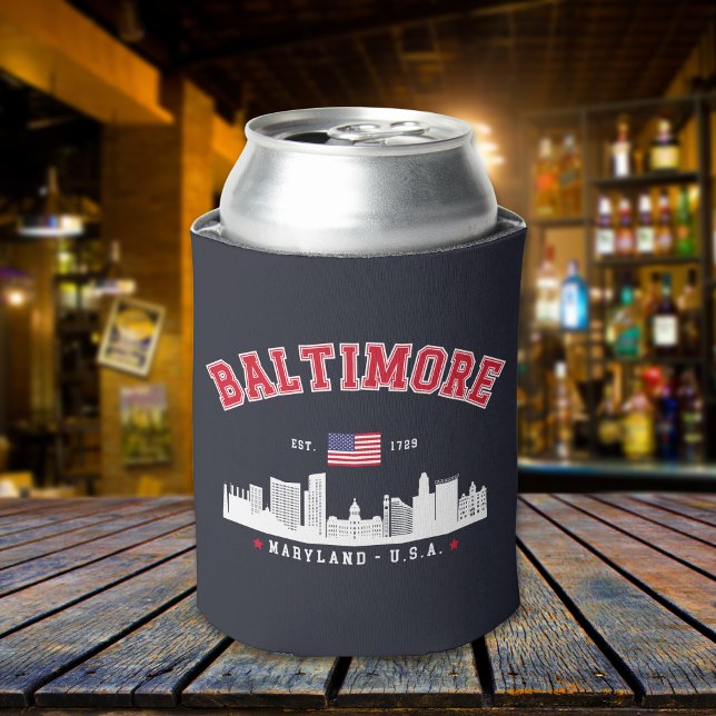 Porta-lata Baltimore Maryland Chic Cityscape Design (Criador carregado)