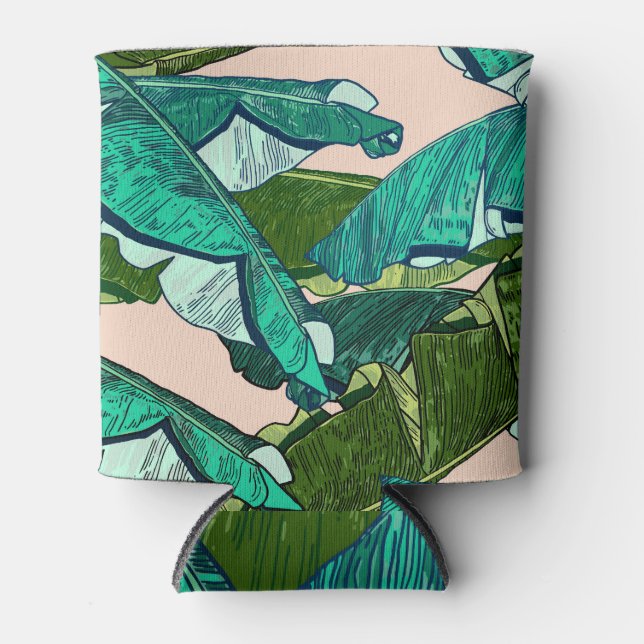 Porta-lata Banana Leaves: Padrão Tropical Sem Olhos. (Frente)