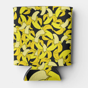 Porta-lata Bananas Amarelas Vintage: Fundo Negro