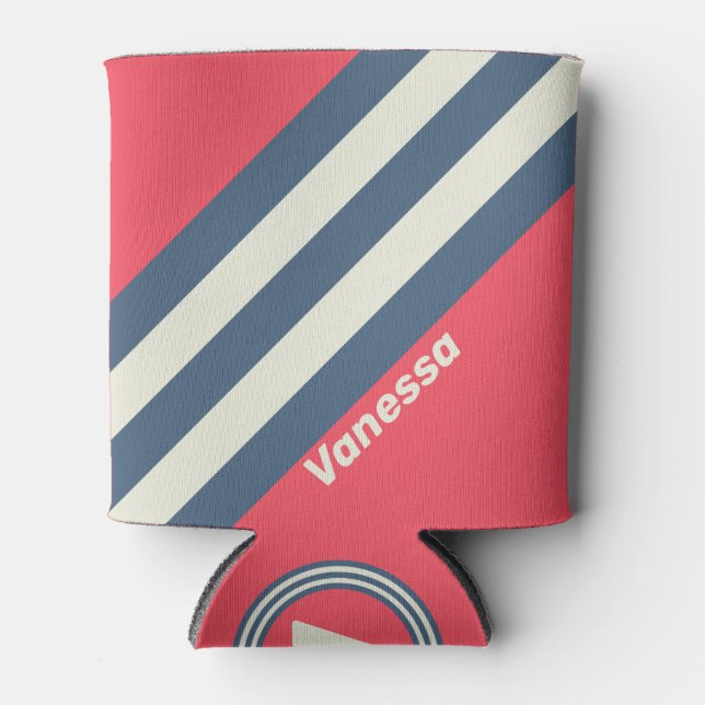 Porta-lata Bandas do Clube Retro Beach com Nome (Frente)