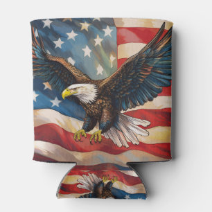 Porta-lata Bandeira Americana com Águia Careca