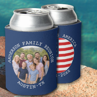 Porta-lata Bandeira Americana de Foto de Família Personalizad