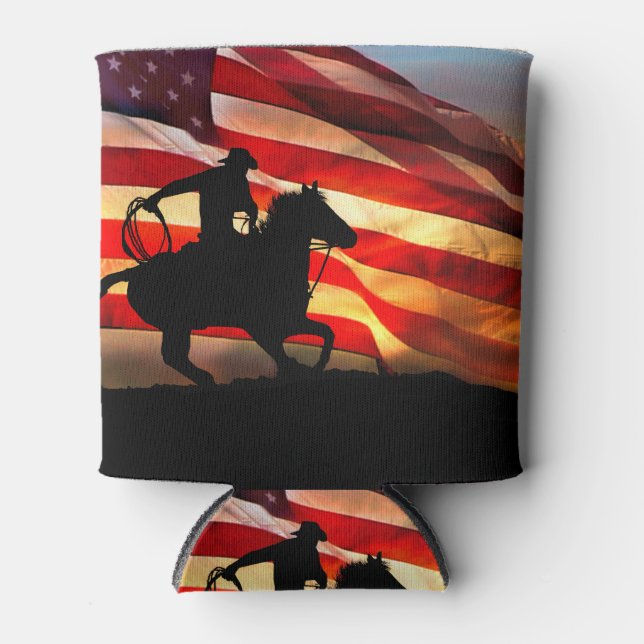 Porta-lata Bandeira Americana de Roper de Cowboy (Frente)