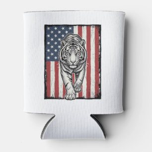 Porta-lata Bandeira Americana de Tigre Gravada Vintage Desenh