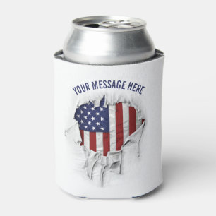Porta-lata Bandeira Americana Destruída, Rasgada e Rasgada p