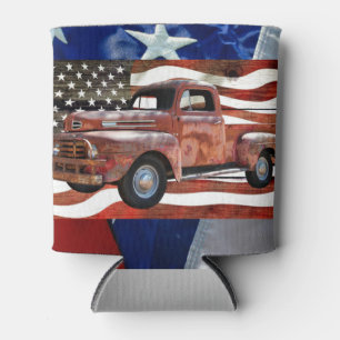 Porta-lata Bandeira Americana do Caminhão Vermelho Vintage