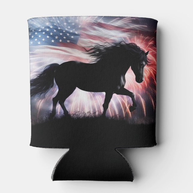 Porta-lata Bandeira Americana e Belo País Cavalo Ocidental (Traseira)