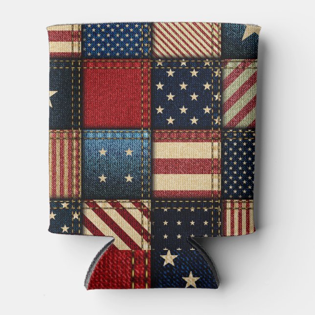 Porta-lata Bandeira Americana, Patchwork Perfeitamente Padrão (Frente)
