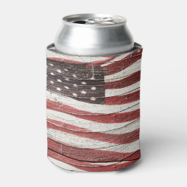Porta-lata Bandeira Americana Pintada na Rústica Mão-de-Obra