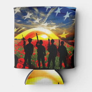 Porta-lata Bandeira Americana Soldado Americana Em Honra
