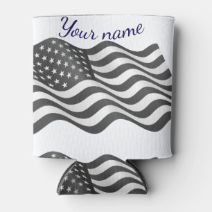 Porta-lata bandeira americana Você pode escrever seu nome aqu