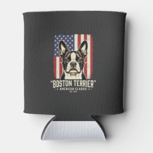 Porta-lata Bandeira Clássica Americana Boston Terrier