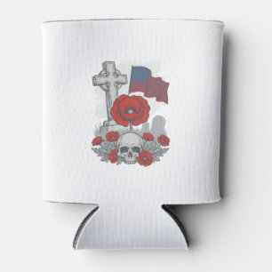 Porta-lata Bandeira Cruz da Papoula Memorial Vetor de Gravura