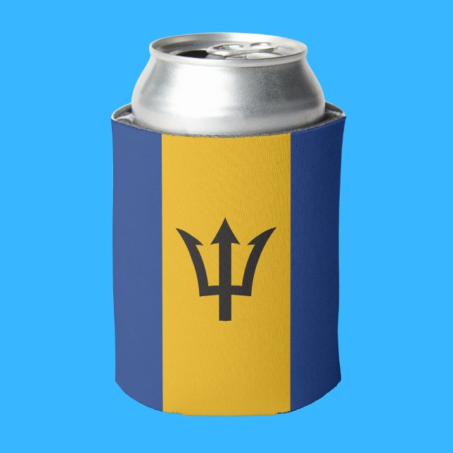 Porta-lata Bandeira de Barbados (Bajan flag on can cooler takes up all printable space.)