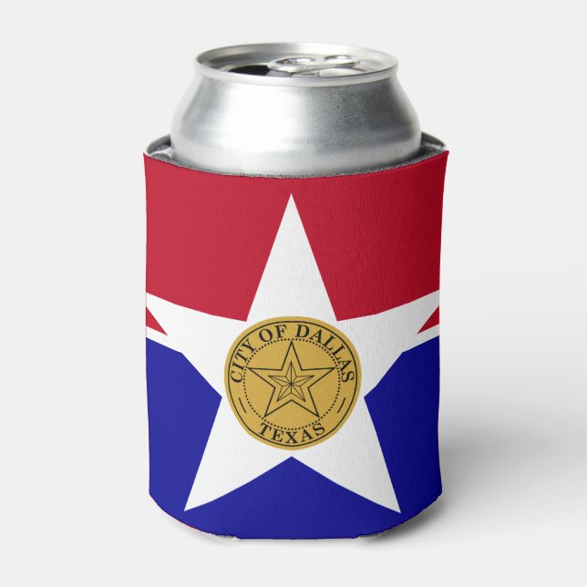 Porta-lata Bandeira de Dallas, Texas Can Cooler (Can Front)