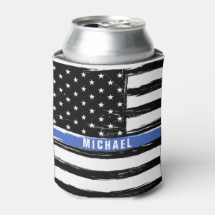 Porta-lata Bandeira de Polícia Thin Blue Line Personalizada G