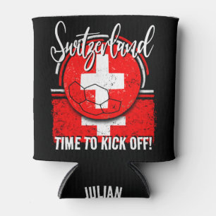 Porta-lata Bandeira de Suiça de futebol, jogador de fãs de es