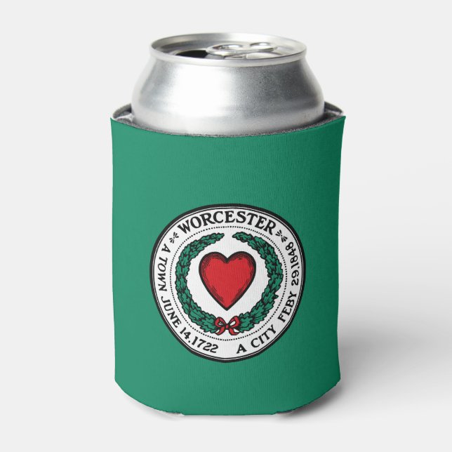 Porta-lata Bandeira de Worcester, Massachusetts Can Cooler (Can Front)