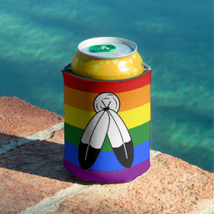 Porta-lata bandeira do orgulho two-spirit de SlipperyJoe sim 