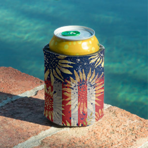 Porta-lata Bandeira e girassóis