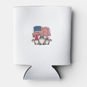Porta-lata Bandeira Gnome Patriota Desenho de Gravura Vintage