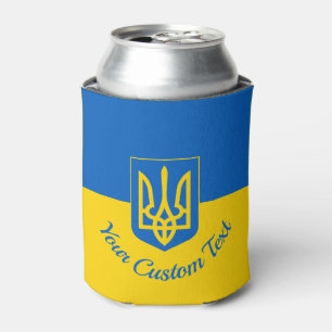 Porta-lata Bandeira ucraniana com casaco e texto personalizad