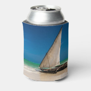 Porta-lata Barcos de pesca tradicionais na praia