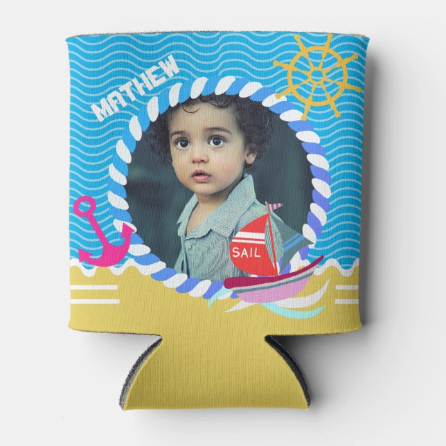 Porta-lata Barcos Difundidos Foto Amarelo Azul Fria Fresco (Frente)