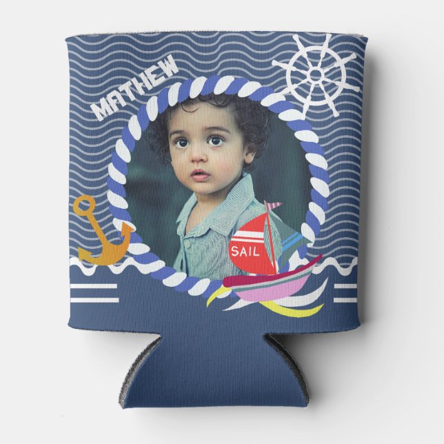 Porta-lata Barcos Difundidos Marinho de Fotografia Azul Fresc (Frente)